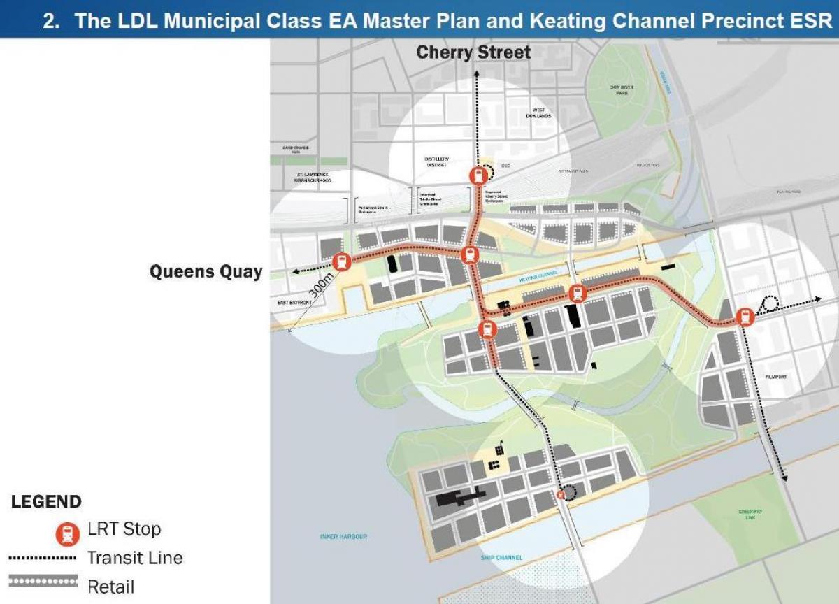 Kort over Projekter Østlige Havnefront Øst Bayfront Toronto