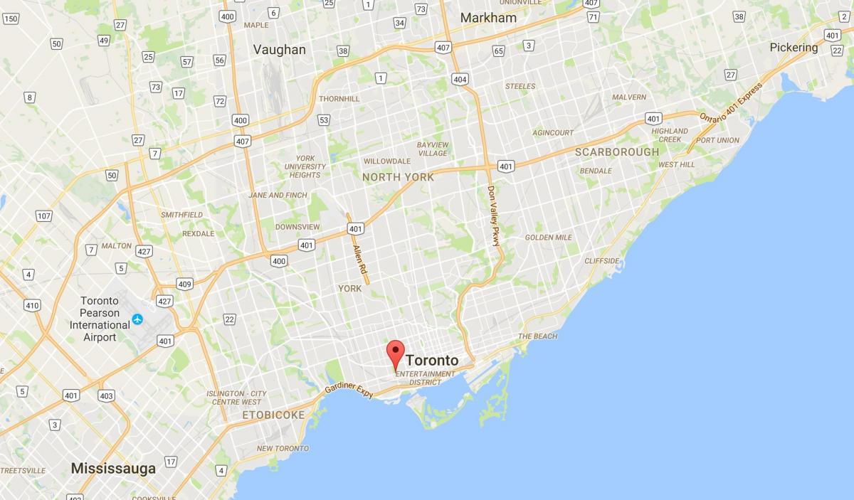Kort af Queen Street West district Toronto