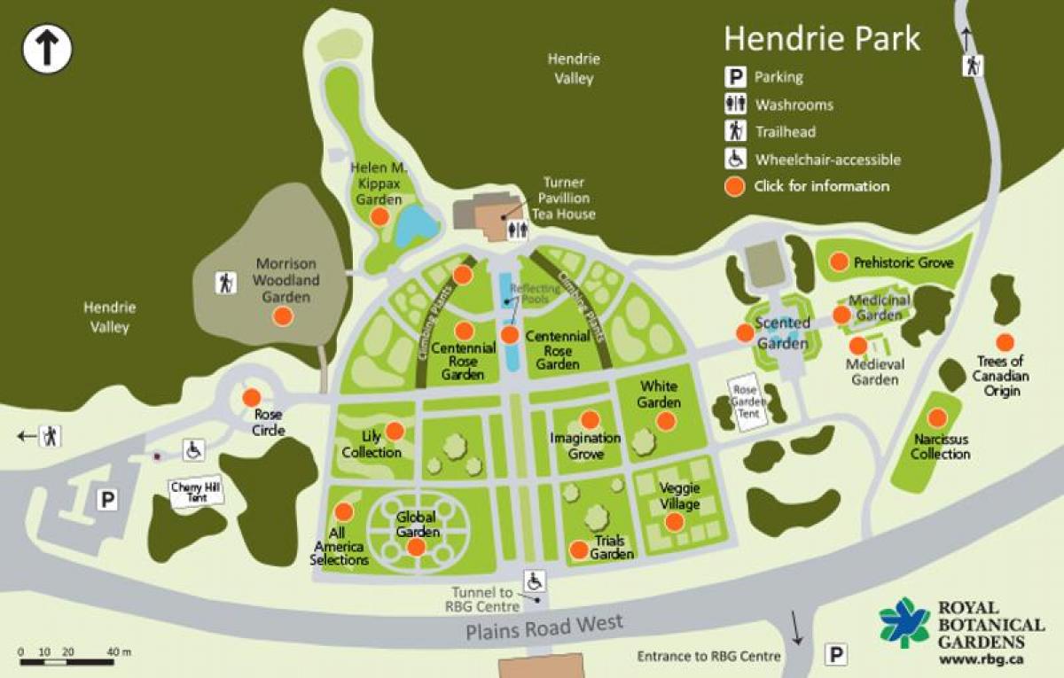 Kort over RBG Hendrie Park