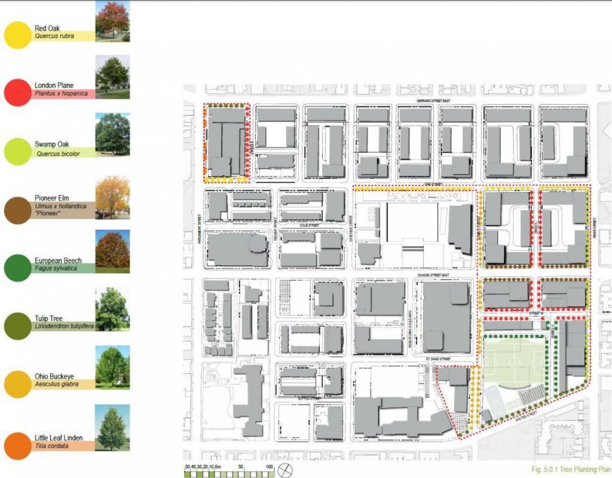 Kort over Revitalisering plan Regent Park, Toronto fase 3