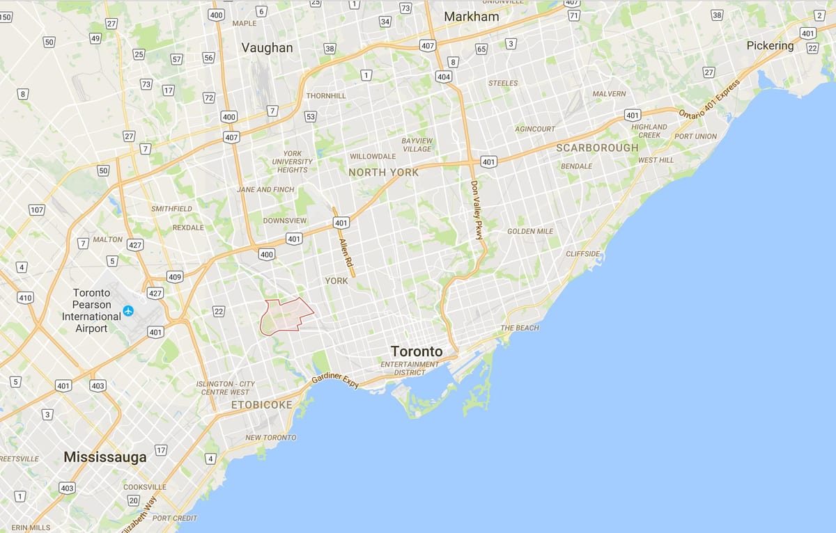 Kort over Rockcliffe–Smythe-kvarter Toronto