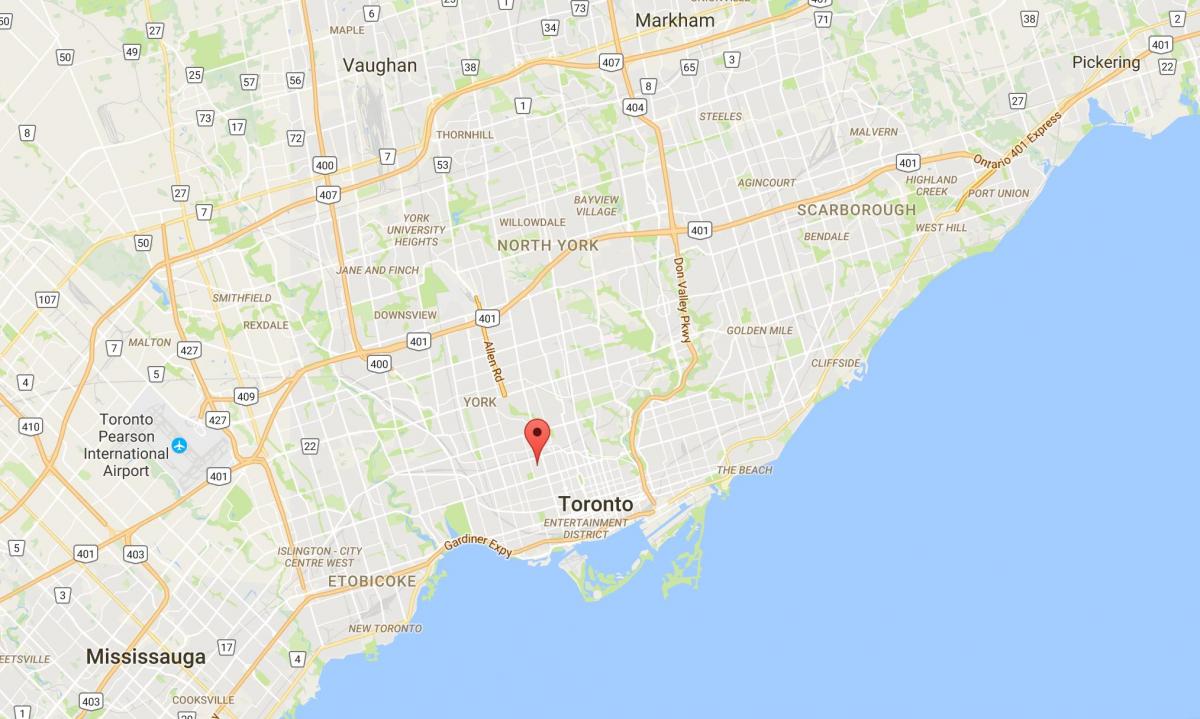 Kort over Seaton Village-distrikt Toronto