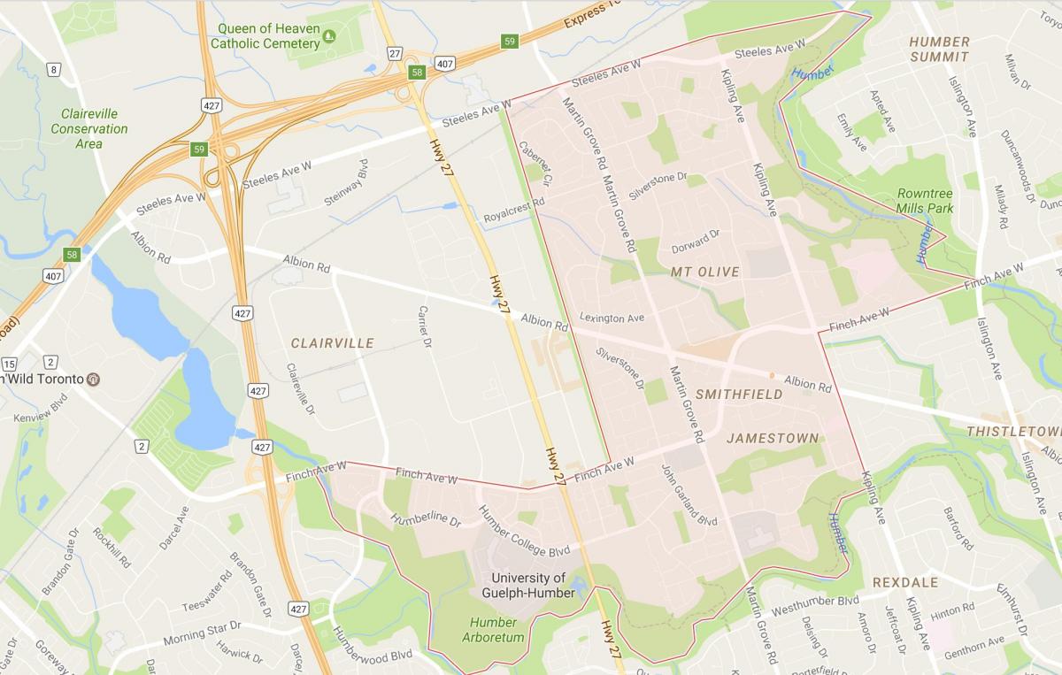Kort over Smithfield kvarter kvarter Toronto