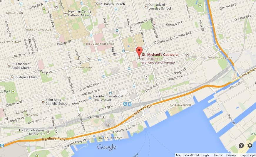 Kort over St. Michael ' s Cathedrale Toronto overblik