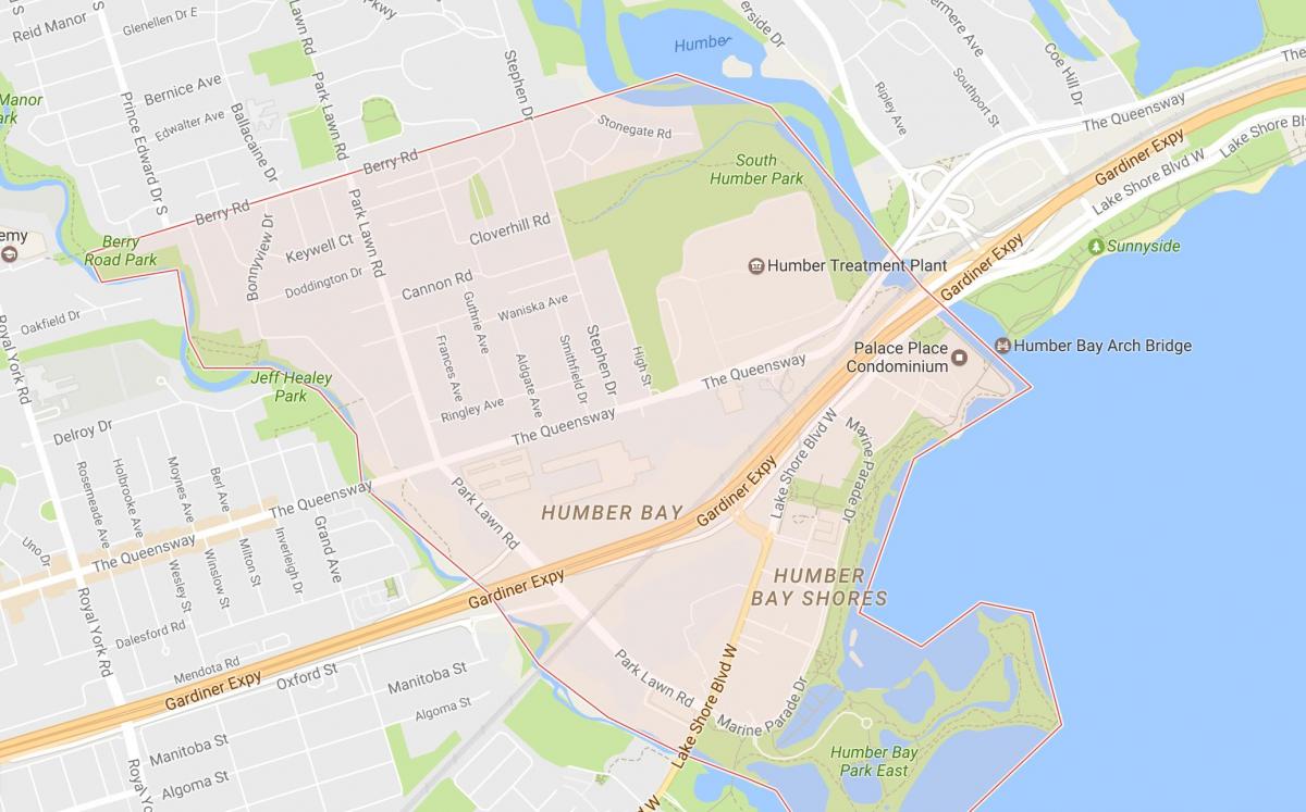 Kort over Stonegate-Queensway kvarter kvarter Toronto
