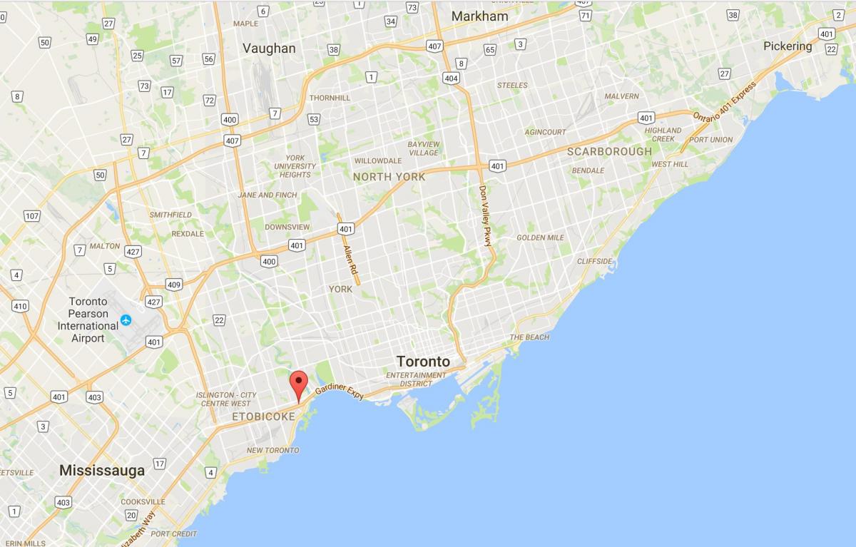 Kort over Stonegate-Queensway kvarter Toronto
