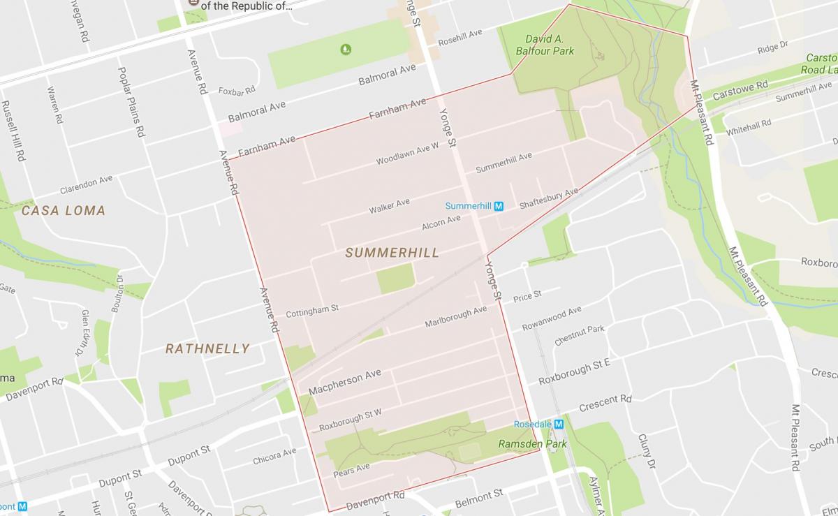 Kort om Summerhill-kvarter Toronto