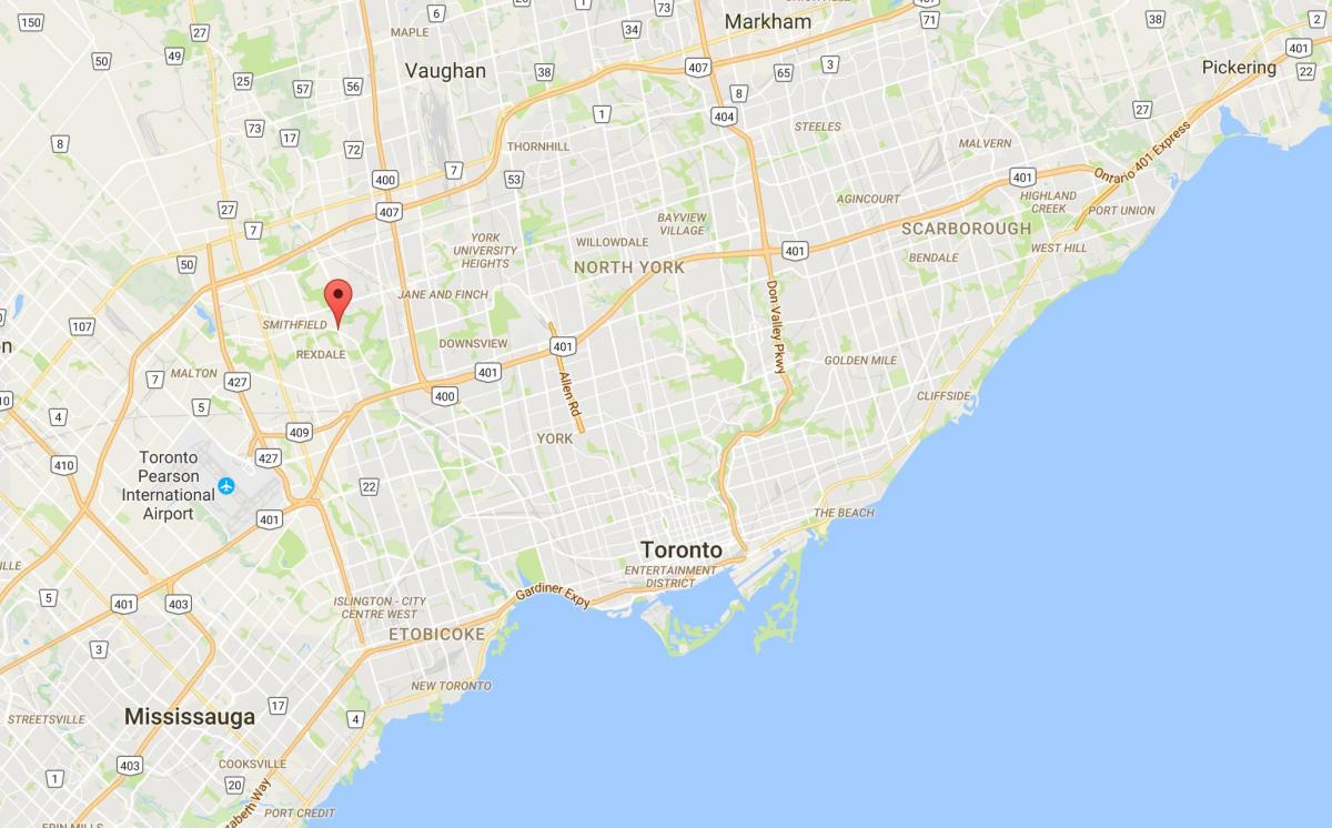 Kort over Thistletown kvarter Toronto