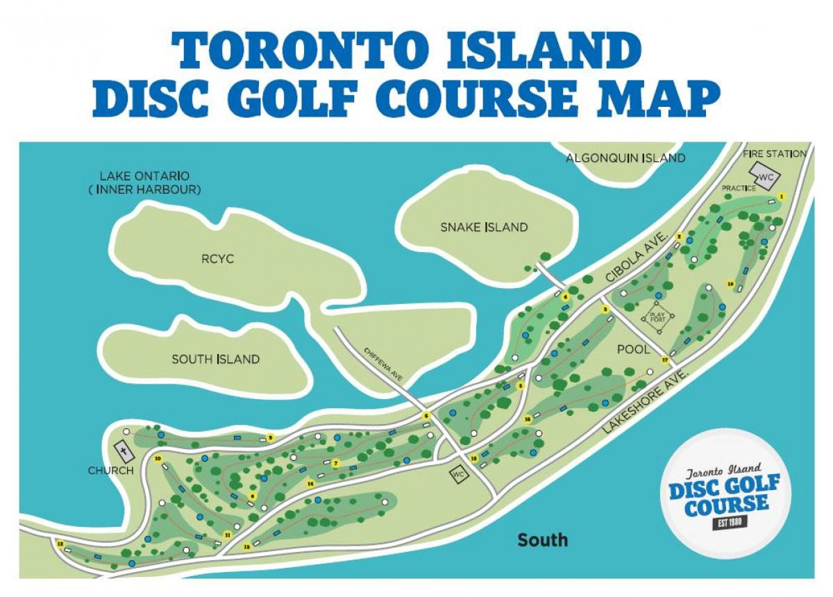Kort over Toronto Islands golfbaner Toronto