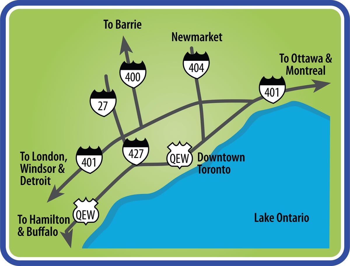 Kort over Toronto kørselsvejledning