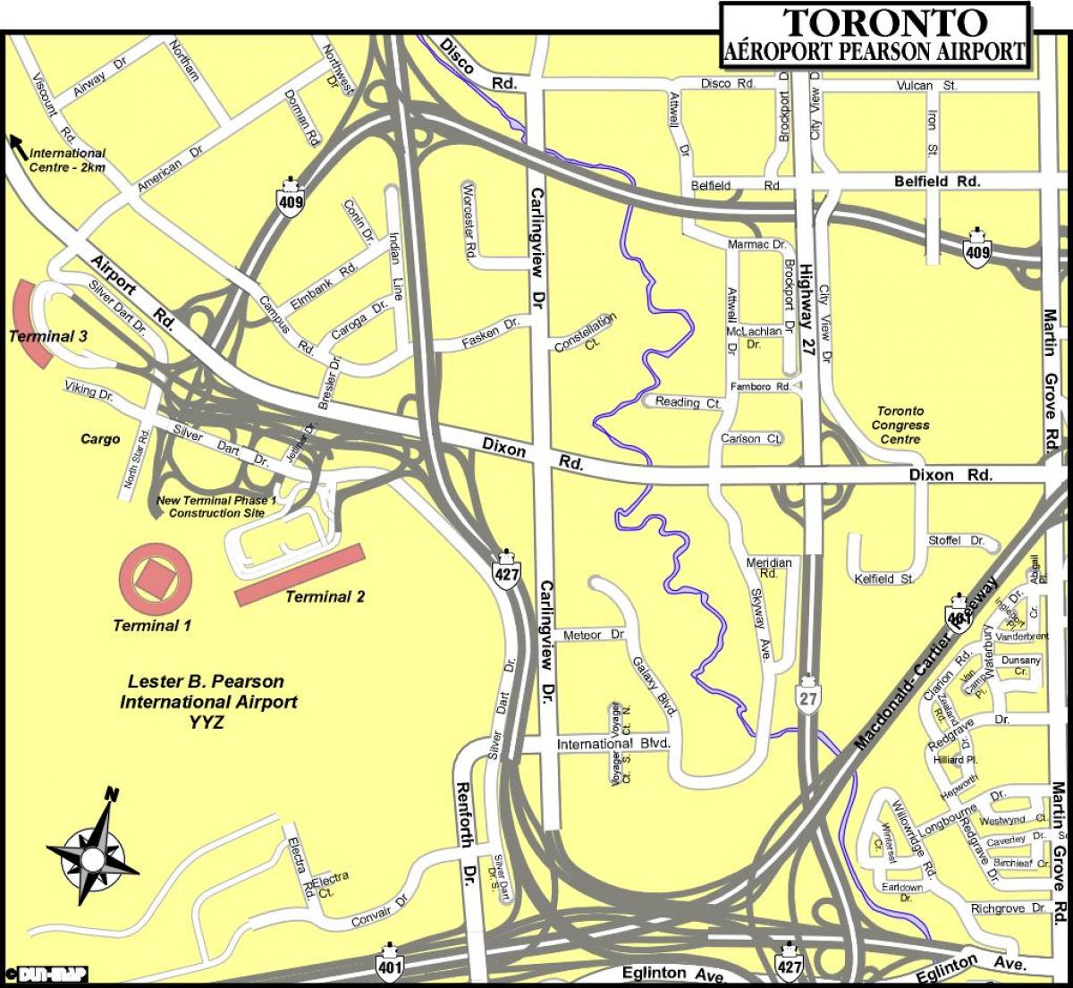 Kort over Toronto lufthavne