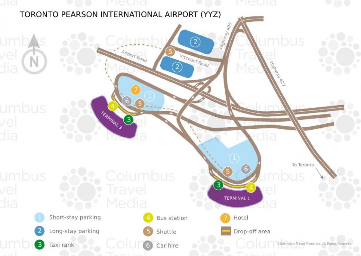 Kort over Toronto Pearson lufthavn
