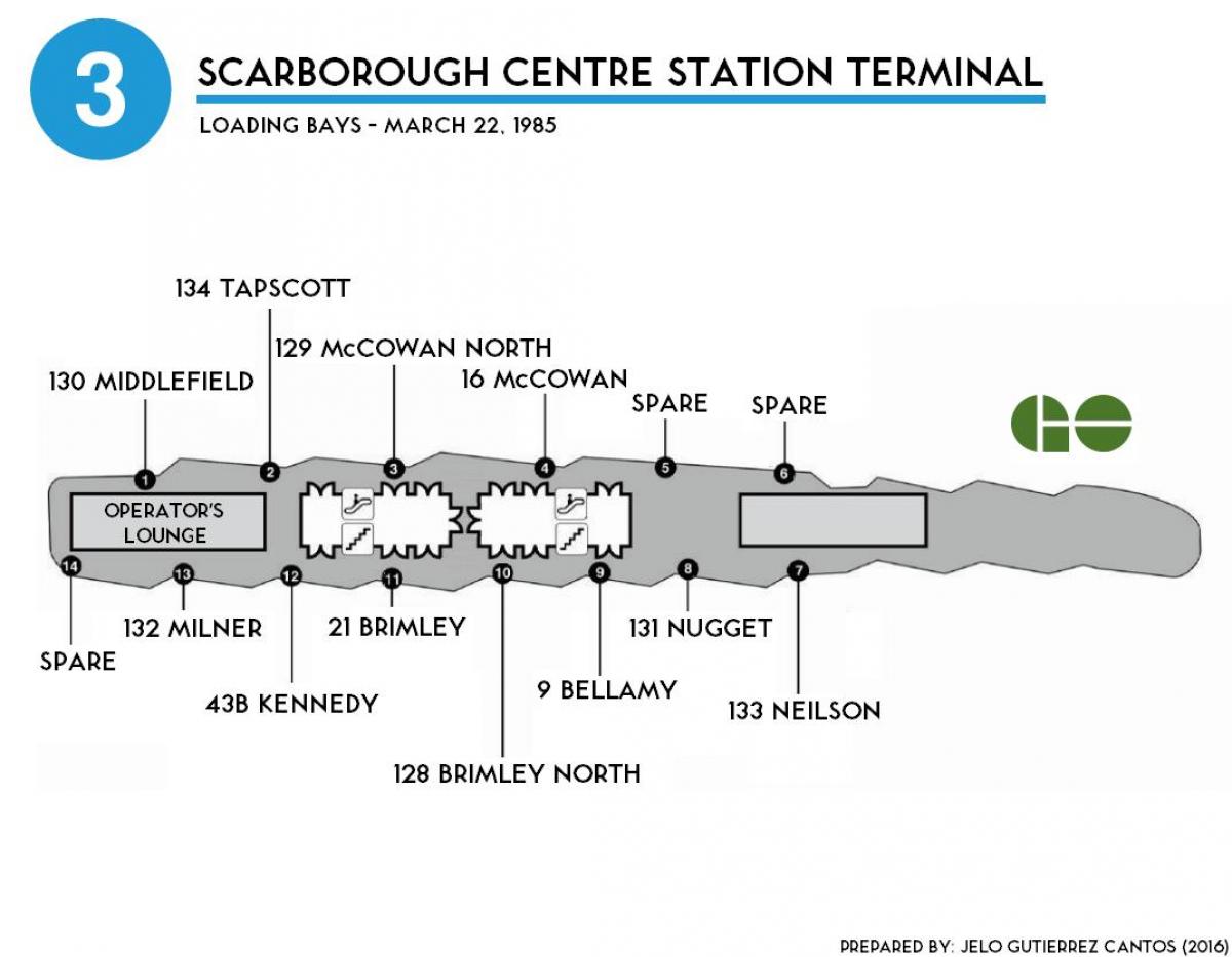 Kort over Toronto Scarborough centre station terminal