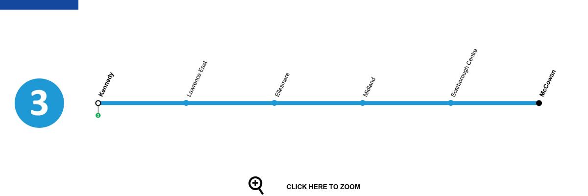 Kort over Torontos undergrundsbane linje 3 Scarborough RT