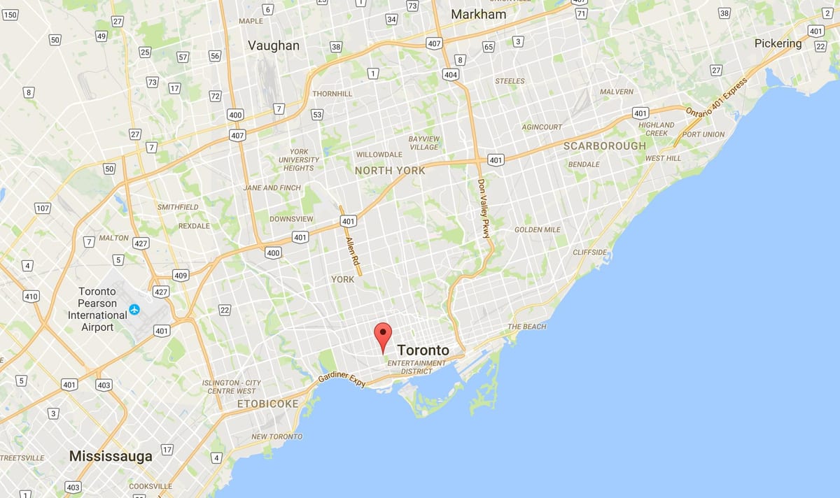 Kort over Trinity–Bellwoods kvarter Toronto