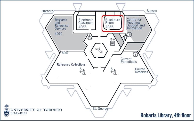 Kort fra university of Toronto Robarts bibliotek blackburn rummet
