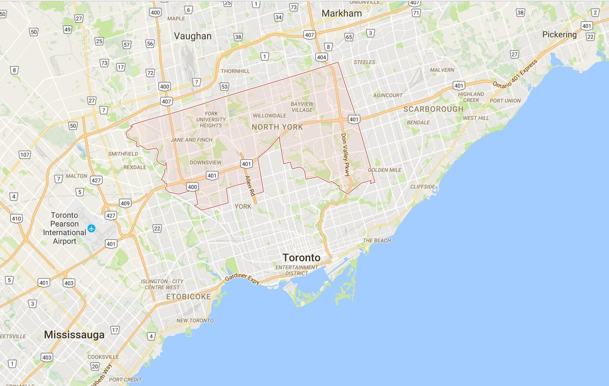 Kort over Uptown Toronto-kvarter Toronto