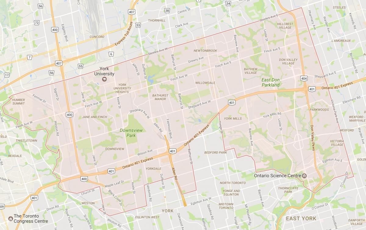 Kort over Uptown Toronto kvarter Toronto