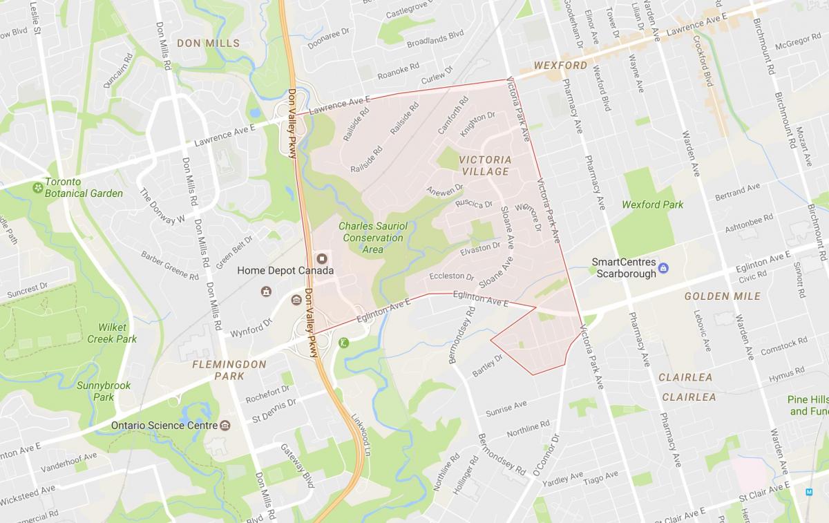 Kort over Victoria Landsby kvarter Toronto