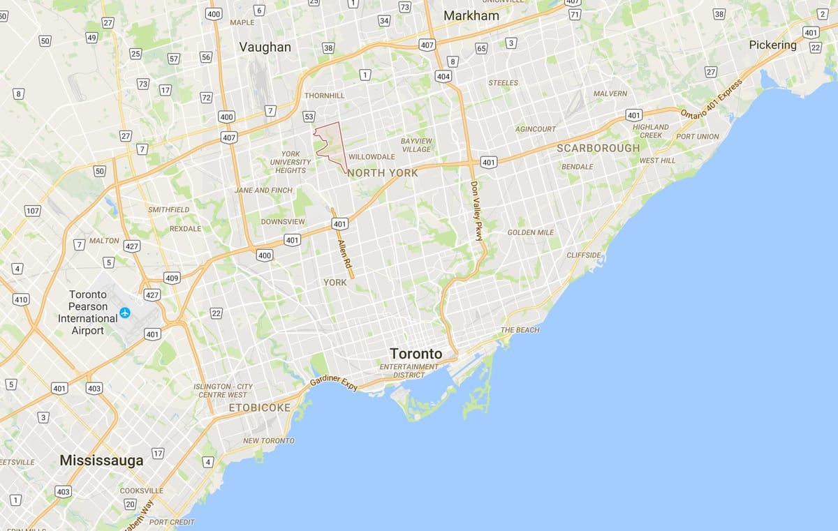Kort over Westminster–Branson-kvarter Toronto