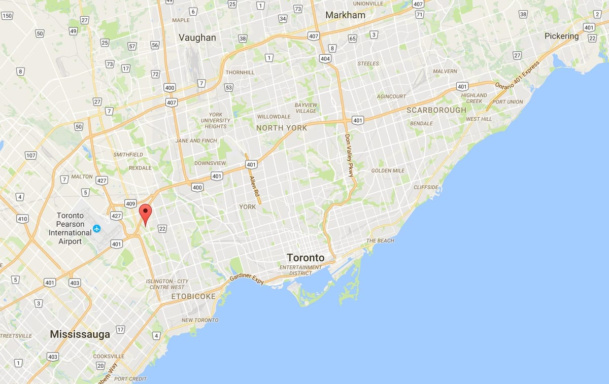 Kort over Willowridge kvarter Toronto