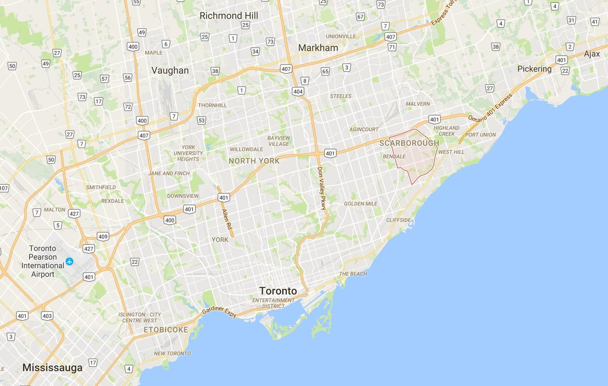 Kort over Woburn-kvarter Toronto