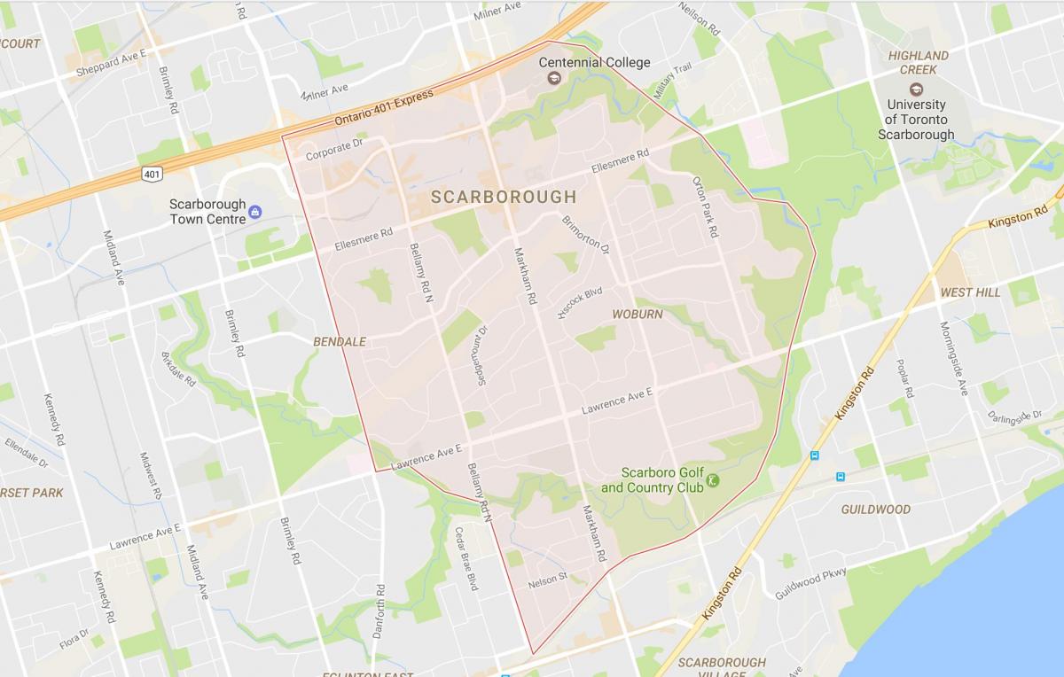 Kort over Woburn-kvarter Toronto