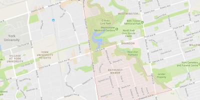 Kort over Bathurst Manor-kvarter Toronto