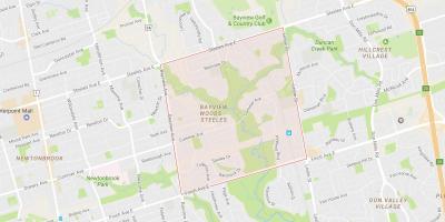 Kort over Bayview Woods – Steeles kvarter Toronto