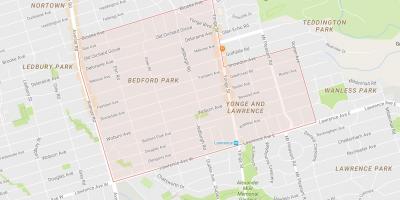 Kort over kvarteret Bedford Park i Toronto