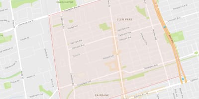Kort over Briar Hill–Belgravia-kvarter Toronto