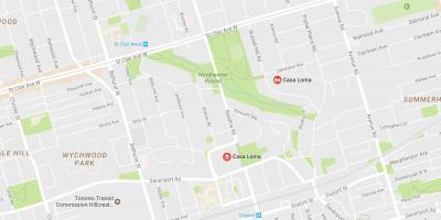 Kort over Casa Loma kvarter Toronto