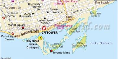 Kort over CN tower i Toronto
