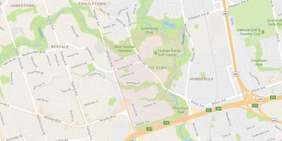 Kort over Elmetræer kvarter Toronto