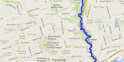 Kort over Don floden Toronto