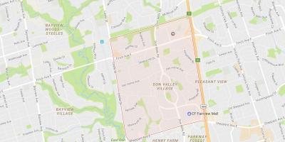 Kort over Don Valley Landsby kvarter Toronto