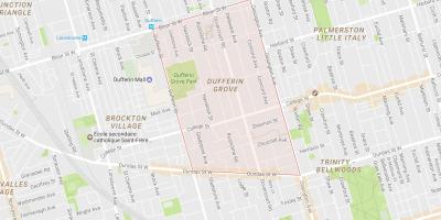 Kort over Dufferin Grove kvarter Toronto