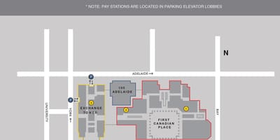 Kort i Første canadiske sted Toronto parkering
