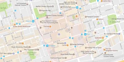 Kort over Finansielle Distrikt kvarter Toronto