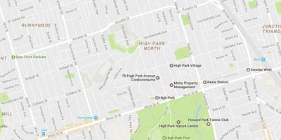 Kort af Høj Park kvarter Toronto
