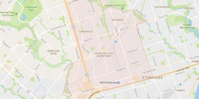 Kort Islington-City Center West-kvarter Toronto