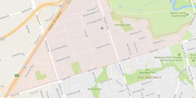 Kort over Kingsview Landsby kvarter Toronto