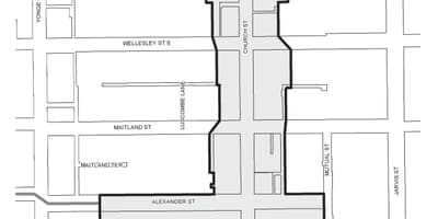 Kort over Kirke-Wellesley Landsby business Forbedring Området Toronto