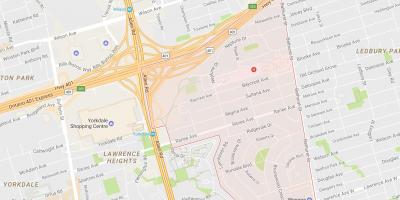 Kort over Lawrence Manor-kvarter Toronto
