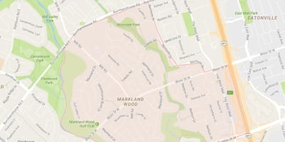 Kort over Markland Træ kvarter Toronto