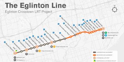 Kort over metro Toronto Eglinton line projekt