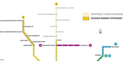 Kort over metro Toronto udvidelse