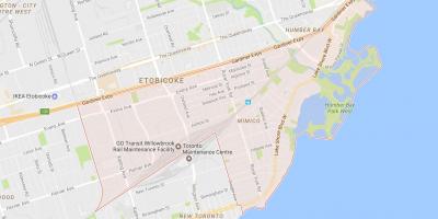 Kort over Mimico kvarter Toronto