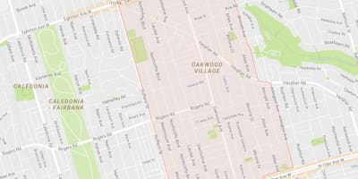Kort over Oakwood–Vaughan kvarter Toronto