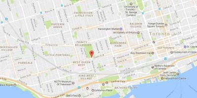 Kort af Queen Street West-kvarter Toronto